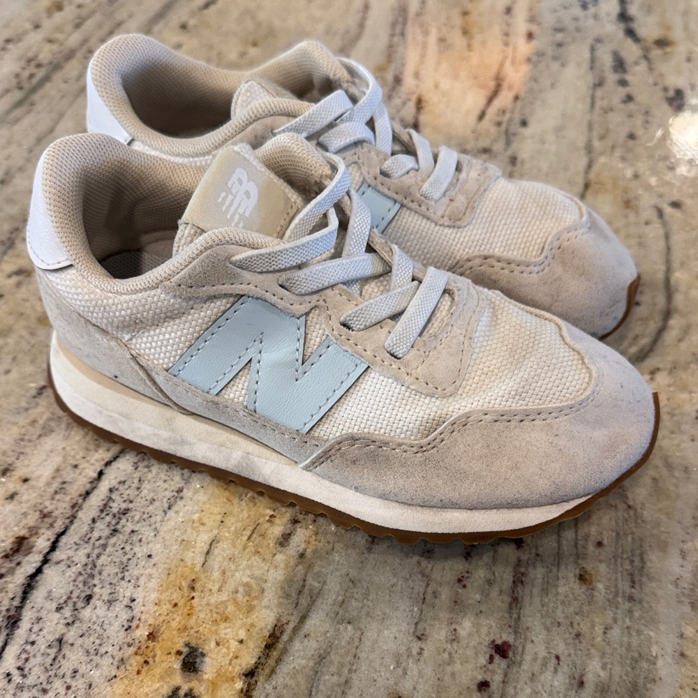 Kids New Balance 237 Beige and Blue Sneakers